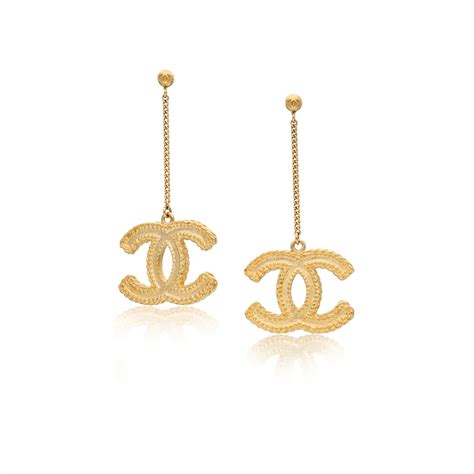 chanel gold tone long eternity earrings|chanel crochet earrings.